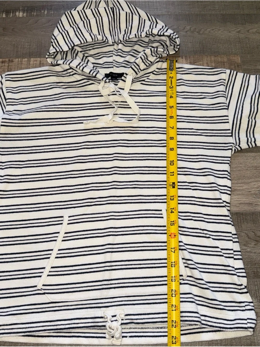 Women’s Striped Hooded Pullover Sweatshirt - White & Navy XS